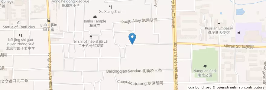 Mapa de ubicacion de 小云南 en 中国, 北京市, 河北省, 东城区.