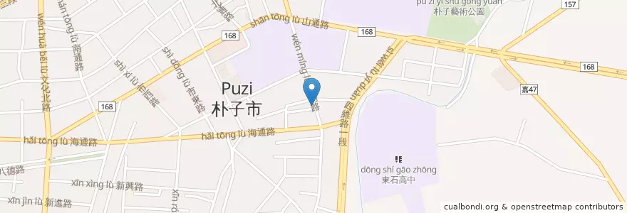 Mapa de ubicacion de 早餐店 en Taiwan, Provincia Di Taiwan, Contea Di Chiayi, 朴子市.
