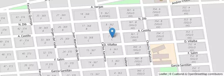 Mapa de ubicacion de 7 - 362 C en 아르헨티나, Salta, Capital, Municipio De Salta, Salta.