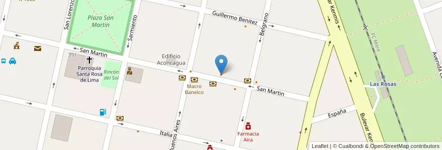 Mapa de ubicacion de 7 de Octubre en 阿根廷, Santa Fe, Departamento Belgrano, Municipio De Las Rosas.