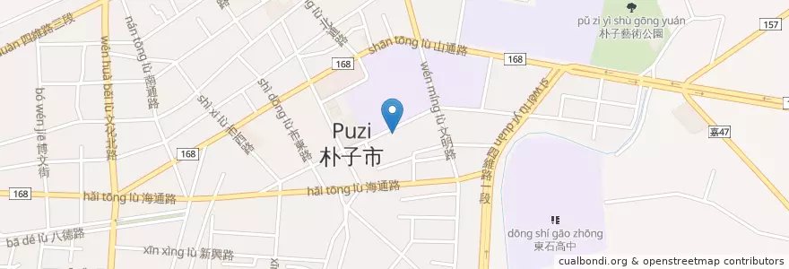 Mapa de ubicacion de 十美皮膚科 en 타이완, 타이완성, 자이 현, 푸쯔 시.