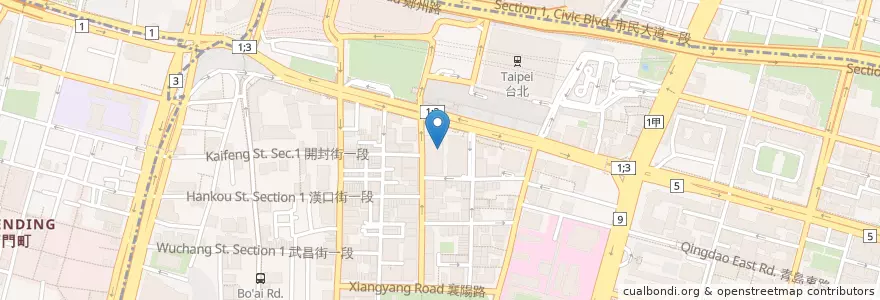 Mapa de ubicacion de 干單食堂 en Taiwán, Nuevo Taipéi, Taipéi, 中正區.