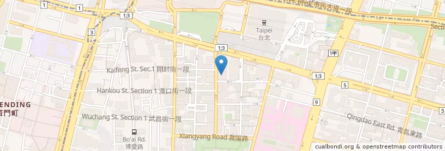 Mapa de ubicacion de 韓鶴亭 en Taiwán, Nuevo Taipéi, Taipéi, 中正區.