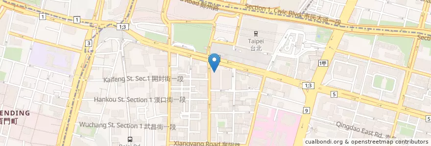 Mapa de ubicacion de Saboten en Taiwan, New Taipei, Taipei, Zhongzheng District.
