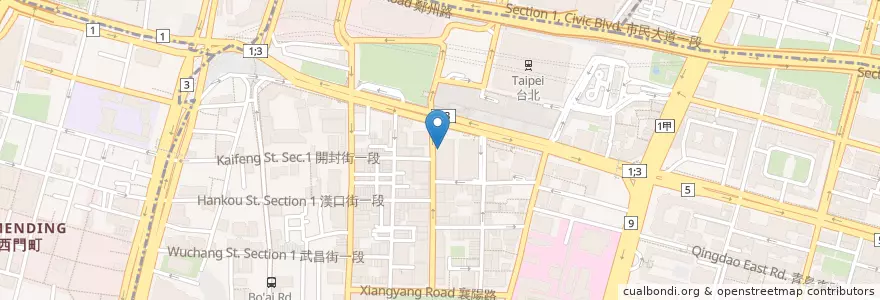 Mapa de ubicacion de 豆腐村 en تايوان, تايبيه الجديدة, تايبيه, 中正區.
