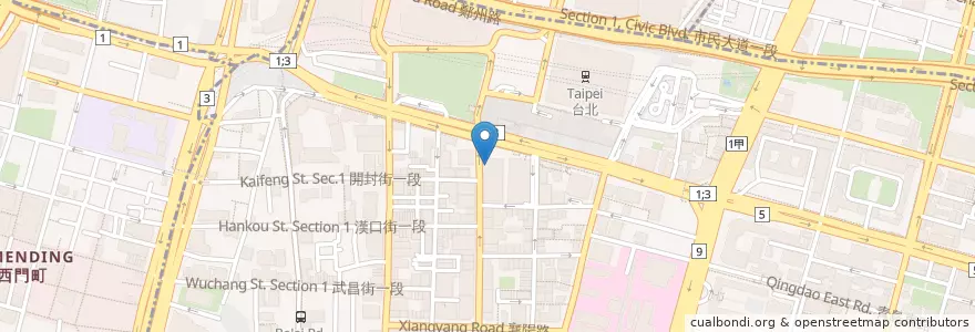 Mapa de ubicacion de 瓦城泰國料理 en Taiwan, Nuova Taipei, Taipei, 中正區.