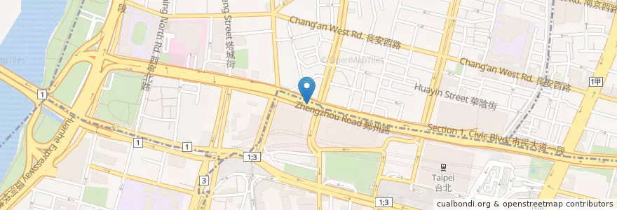 Mapa de ubicacion de 福村飲食店 en Taïwan, Nouveau Taipei, Taipei, 中正區.