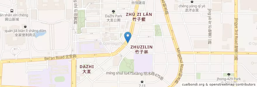 Mapa de ubicacion de 法美園素食館 en تایوان, 新北市, تایپه, 中山區.