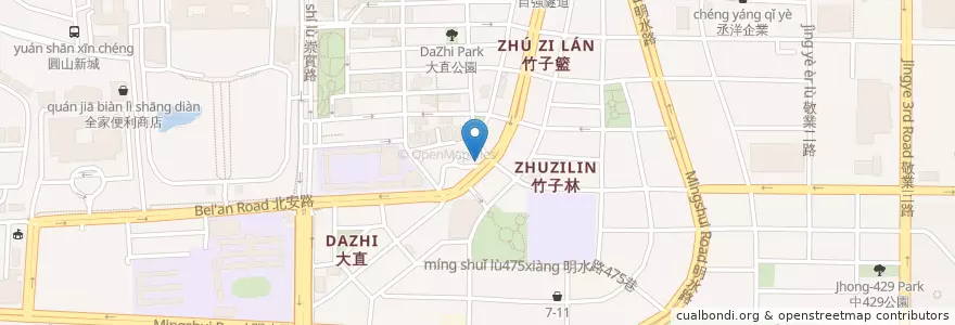 Mapa de ubicacion de 大直熱炒碳燒 en 臺灣, 新北市, 臺北市, 中山區.