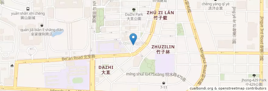 Mapa de ubicacion de 北安專業涼麵 en Taiwán, Nuevo Taipéi, Taipéi, 中山區.