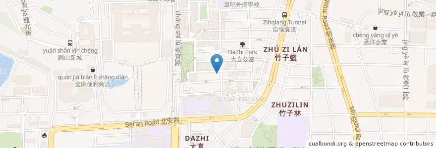 Mapa de ubicacion de 內行人鹽酥雞 en 타이완, 신베이 시, 타이베이시, 중산 구.