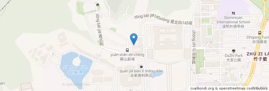 Mapa de ubicacion de 晚點·喝 en تایوان, 新北市, تایپه, 士林區, 中山區.