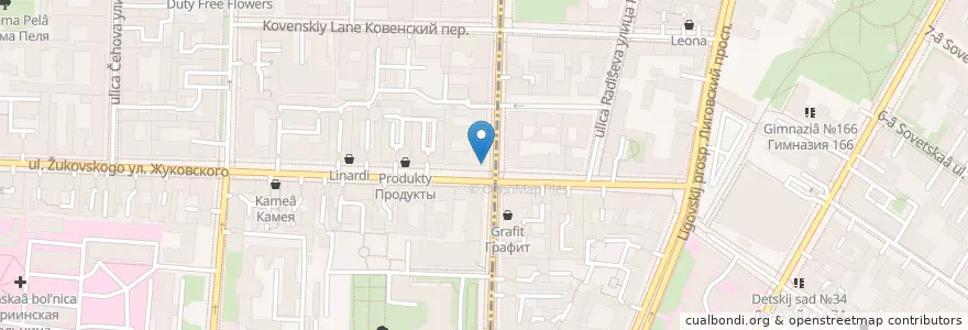 Mapa de ubicacion de Friends Time en Russland, Föderationskreis Nordwest, Oblast Leningrad, Sankt Petersburg, Центральный Район, Литейный Округ.