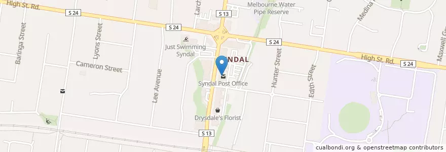 Mapa de ubicacion de Syndal Post Office en Australien, Victoria, City Of Monash.