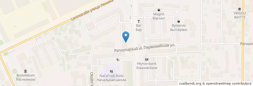 Mapa de ubicacion de Славянка en Russia, Circondario Federale Del Volga, Кировская Область, Городской Округ Вятские Поляны.