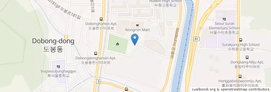 Mapa de ubicacion de 순수PC카페 도봉점 en كوريا الجنوبية, سول, 도봉구, 도봉2동.
