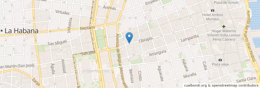 Mapa de ubicacion de Bar Melodrama en Cuba, La Havane, La Habana Vieja.