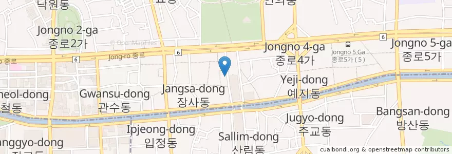 Mapa de ubicacion de 백제식당 en Coreia Do Sul, Seul, 종로1·2·3·4가동.