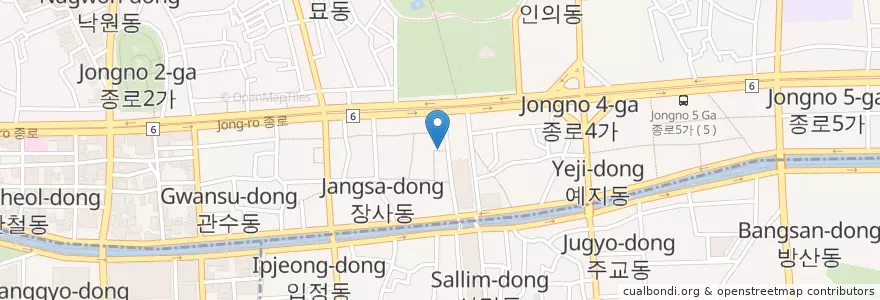 Mapa de ubicacion de 온달식당 en 韩国/南韓, 首尔, 종로1·2·3·4가동.