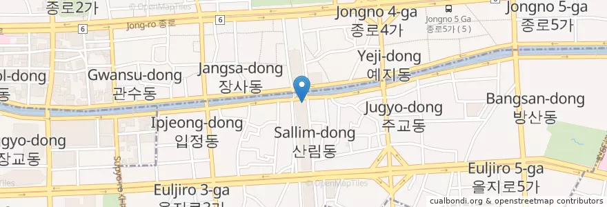 Mapa de ubicacion de 다전식당 en South Korea, Seoul, Euljiro-Dong.
