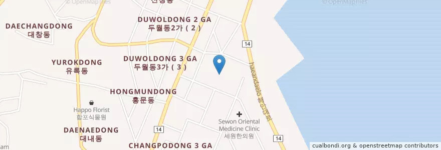 Mapa de ubicacion de 창원시 마산합포구 창포동1가 en 韩国/南韓, 庆尚南道, 昌原市, 馬山合浦區, 창원시 마산합포구 창포동1가.