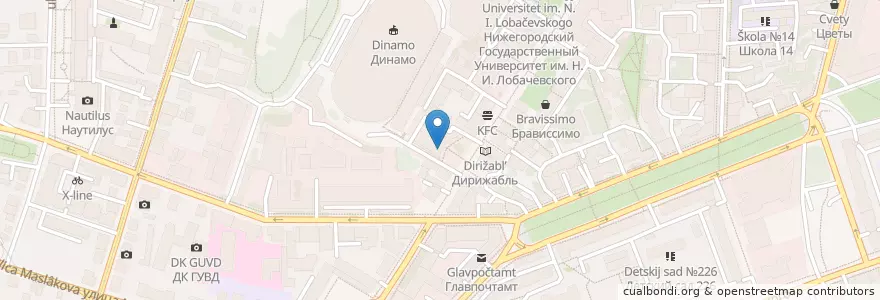 Mapa de ubicacion de Green Bar en Russland, Föderationskreis Wolga, Oblast Nischni Nowgorod, Stadtkreis Nischni Nowgorod.