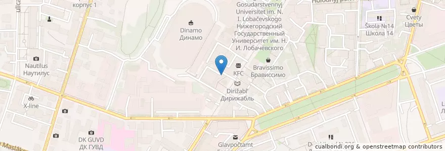 Mapa de ubicacion de Березка-бар en Russia, Circondario Federale Del Volga, Нижегородская Область, Городской Округ Нижний Новгород.