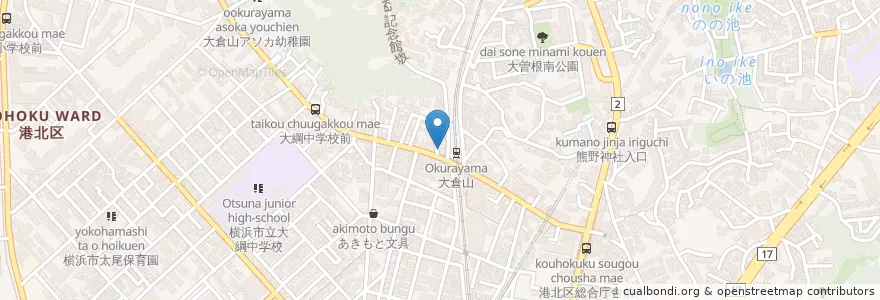 Mapa de ubicacion de ケンタッキーフライドチキン en Japan, Präfektur Kanagawa, Yokohama, 港北区.