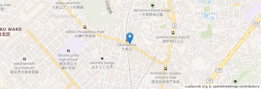 Mapa de ubicacion de スターバックス en Japan, 神奈川県, Yokohama, 港北区.