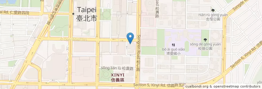 Mapa de ubicacion de 醐同燒肉夜食五號店 en 臺灣, 新北市, 臺北市, 信義區.