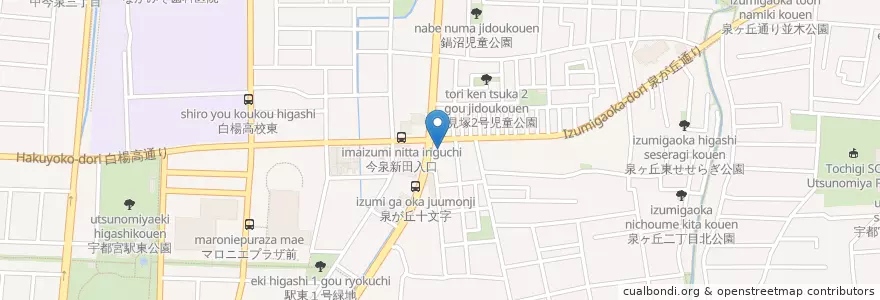Mapa de ubicacion de 宇都宮東警察署 泉ヶ丘交番 en Japonya, 栃木県, 宇都宮市.