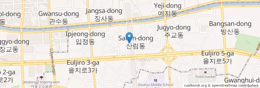 Mapa de ubicacion de 그린다방 en كوريا الجنوبية, سول, 을지로동.