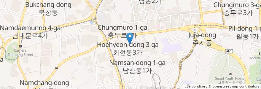 Mapa de ubicacion de Booster Coffee en 韩国/南韓, 首尔, 中區, 明洞.