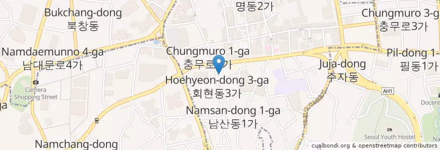 Mapa de ubicacion de Healing Cafe Oriental Hue en Zuid-Korea, Seoel, 중구, 명동.