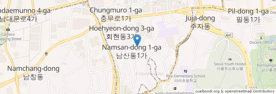 Mapa de ubicacion de bird. en Corea Del Sud, Seul, 중구, 명동.