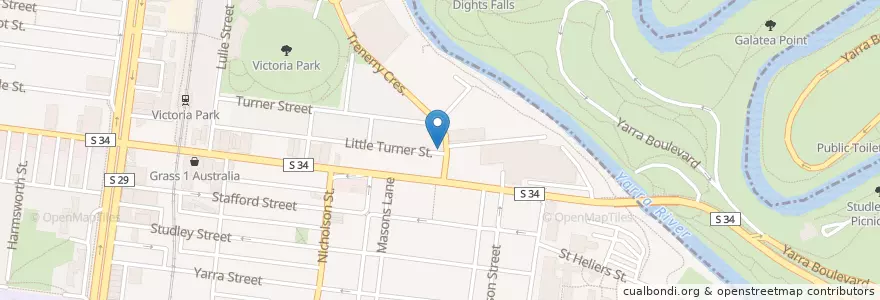Mapa de ubicacion de Chomp Cafe en Australia, Victoria, City Of Yarra.