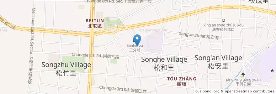 Mapa de ubicacion de 鼎昇鍋燒麵 en Taiwán, Taichung, 北屯區.