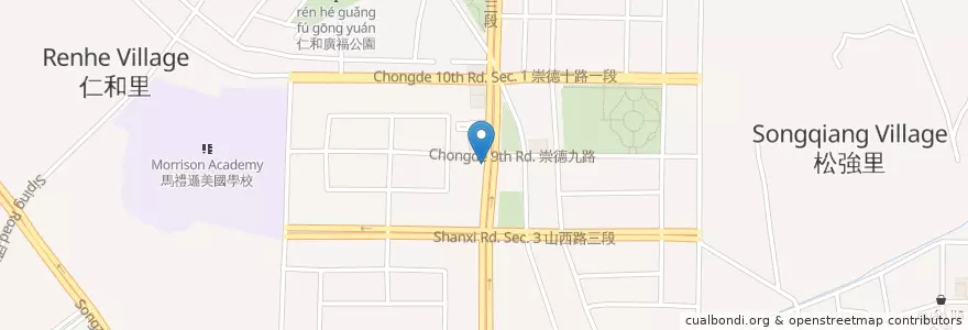 Mapa de ubicacion de 一品九嚐 en تايوان, تاي شانغ, 北屯區.