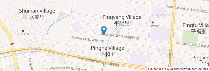 Mapa de ubicacion de 怡樂起初食堂 en تايوان, تاي شانغ, 北屯區.