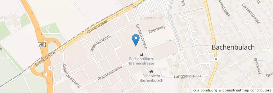 Mapa de ubicacion de Manora Restaurant en سويسرا, زيورخ, Bezirk Bülach, Bachenbülach.