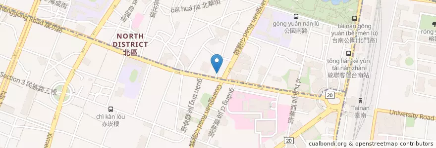 Mapa de ubicacion de Mingyue noodle shop en 臺灣, 臺南市.