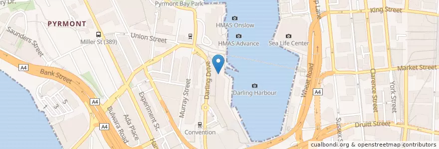 Mapa de ubicacion de Harbour Bar & Kitchen en Avustralya, New South Wales, Council Of The City Of Sydney, Sydney.