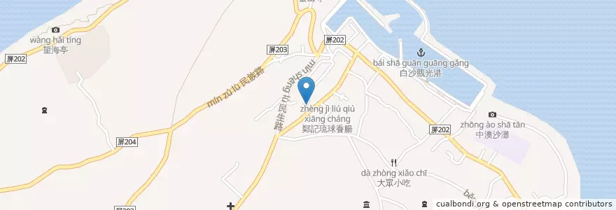 Mapa de ubicacion de 三姐早餐店 en تايوان, مقاطعة تايوان, مقاطعة بينغتونغ, 琉球鄉.