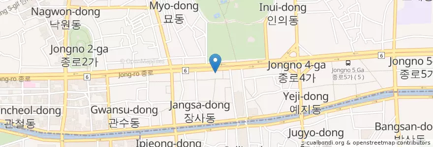 Mapa de ubicacion de 꼬꼬방 en Corea Del Sud, Seul, 종로1·2·3·4가동.
