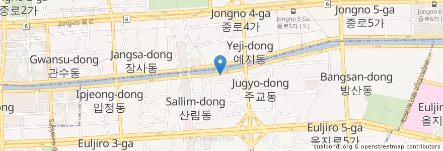 Mapa de ubicacion de 루이스의 사물들 en South Korea, Seoul, Euljiro-Dong.
