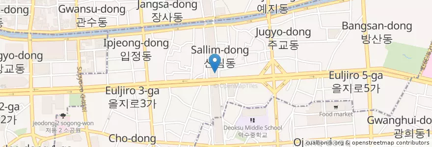 Mapa de ubicacion de 챔프커피 제3작업실 en Südkorea, Seoul, 을지로동.