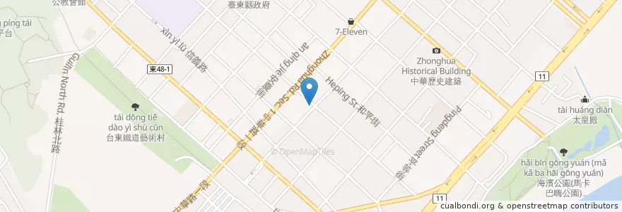 Mapa de ubicacion de 阿鋐炸雞 en 台湾, 台湾省, 台東県, 台東市.