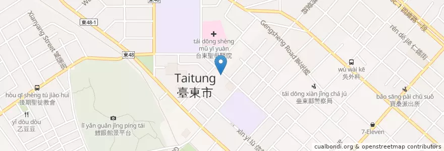 Mapa de ubicacion de 七里香 水煎包 滷味 en Taiwan, 臺灣省, 臺東縣, 臺東市.