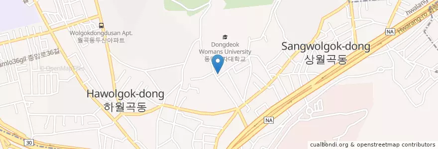 Mapa de ubicacion de 디에이피자 en 대한민국, 서울, 성북구, 월곡2동.