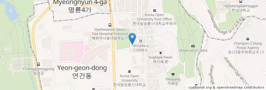 Mapa de ubicacion de 들다방 en Korea Selatan, 서울, 종로구, 이화동.